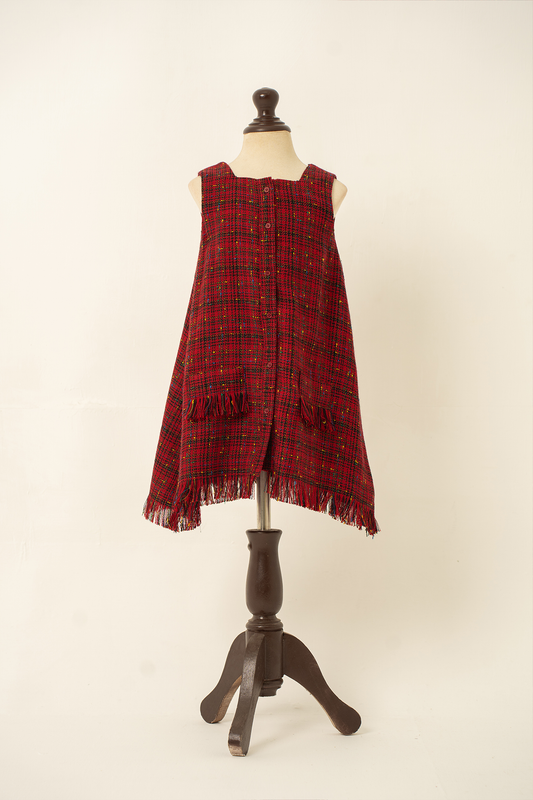 Fringed Rosette Plaid Tunic